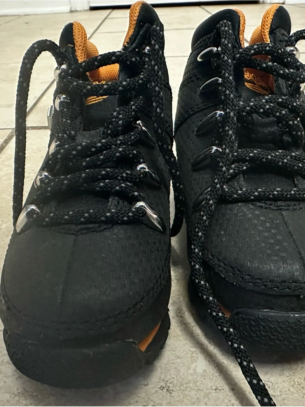 Timberland Kids Black and Orange High-Top Sneakers